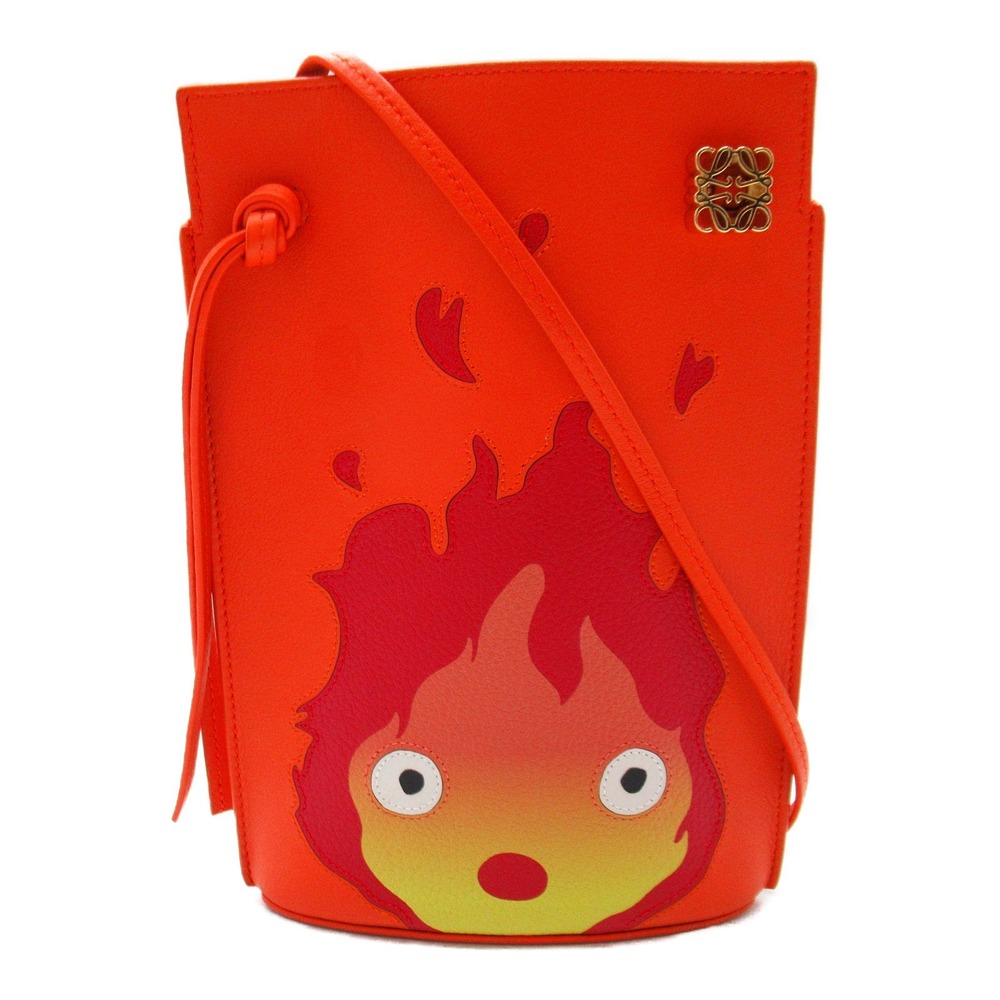Loewe Dice Pocket Calcifer Leather Shoulder Bag Orange
